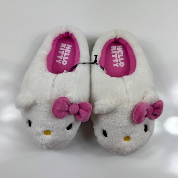 Hello Kitty Sanrio Plush House Slippers Size 5-6 White Pink Kawaii Pastel NWT - Picture 1 of 8
